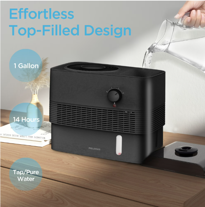 Pelonis 1 Gallon Evaporative Humidifier – Black