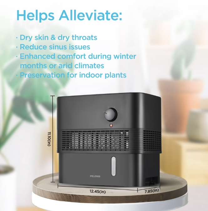 Pelonis 1 Gallon Evaporative Humidifier – Black